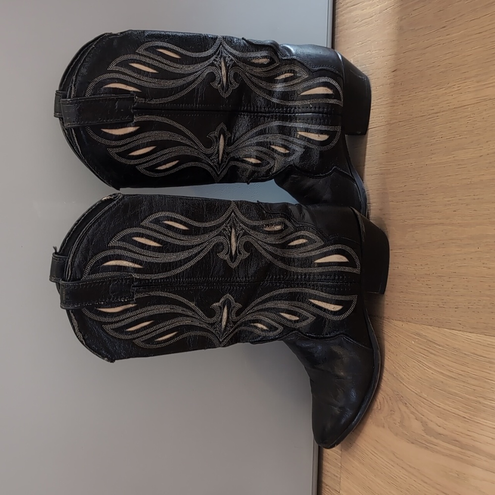 Laredo Leather Black Embroidered Western Boots